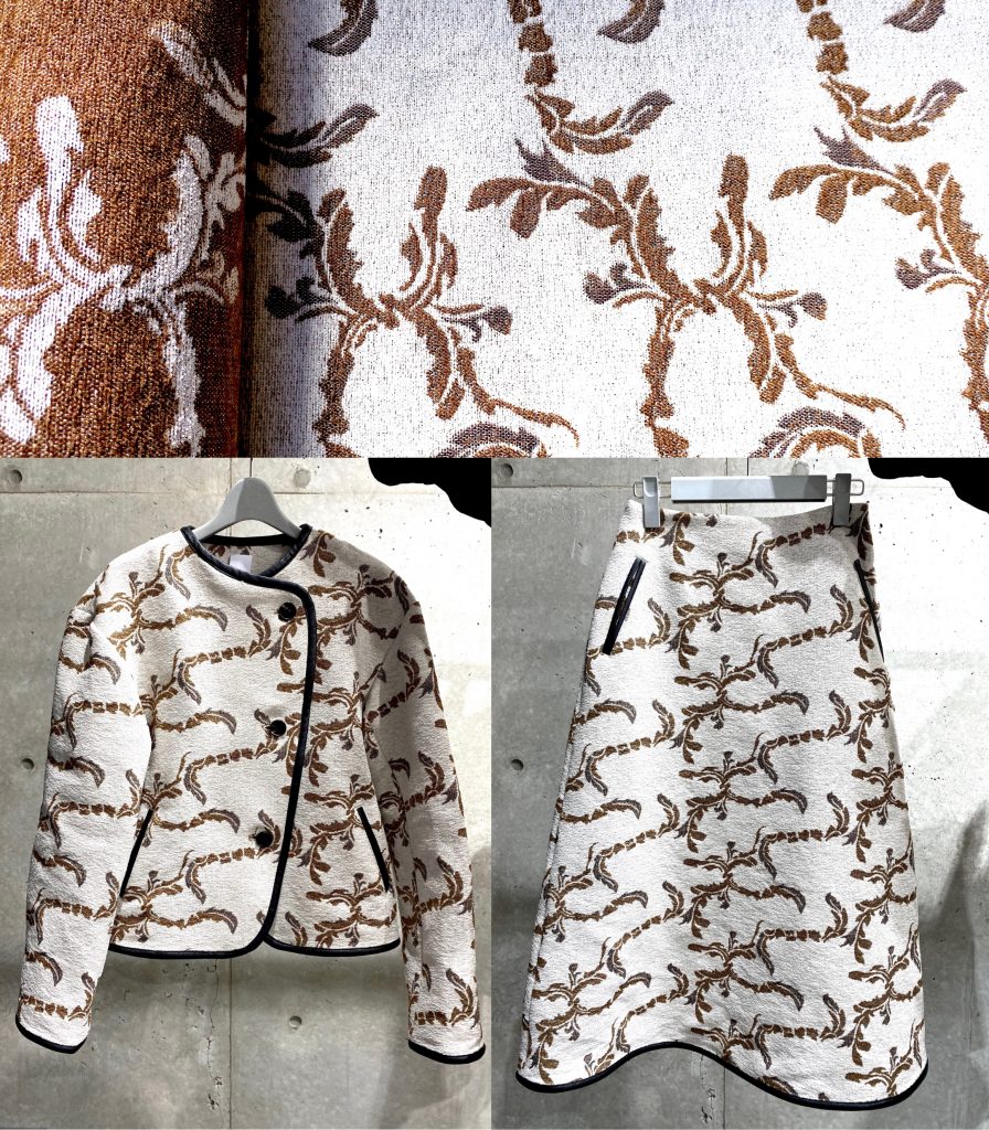 Jacket and skirt made from KOBATO’s fabrics